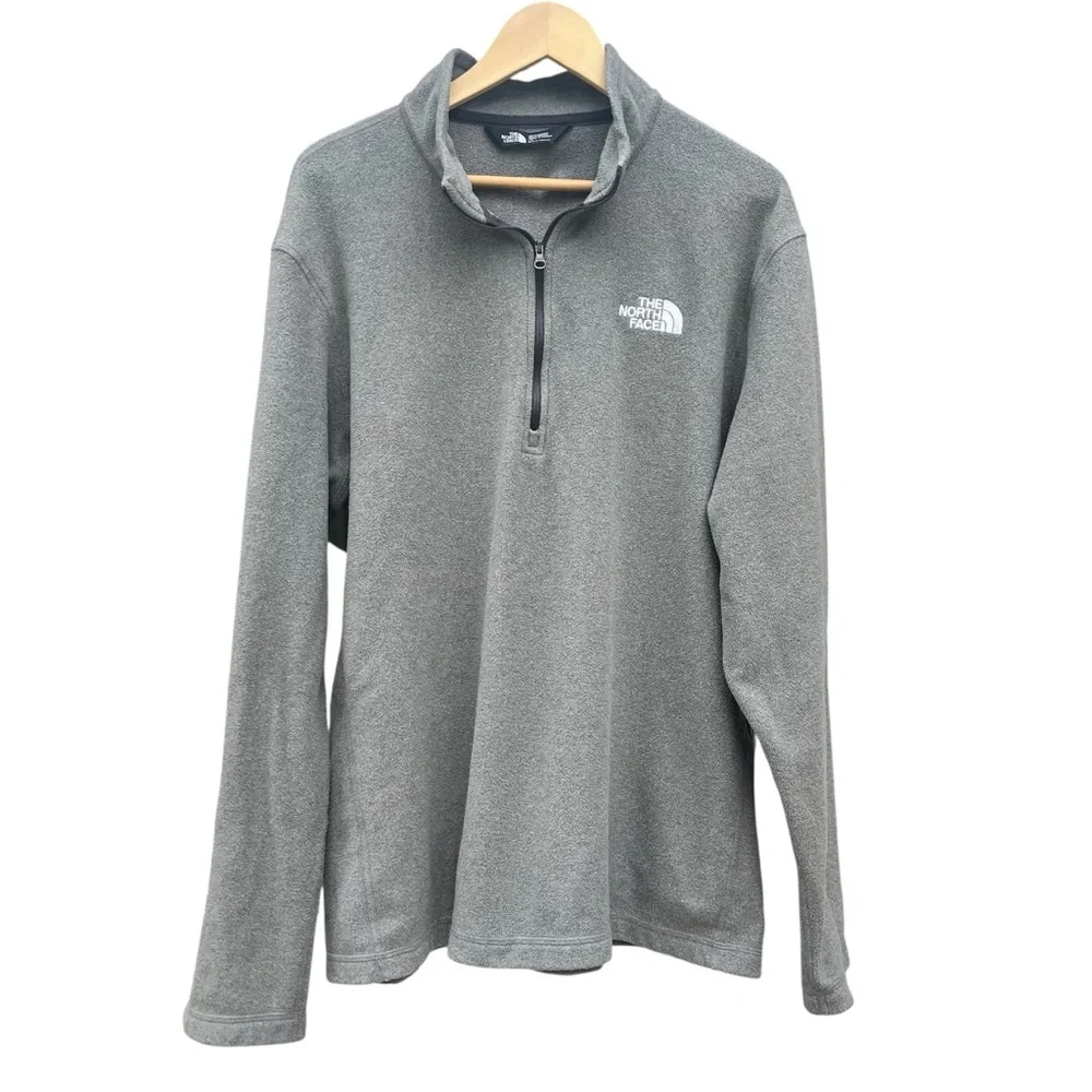 The North Face Men's Gray 1/4 Zip Fleece Pullover L Large TKA Glacier Mid-Layer